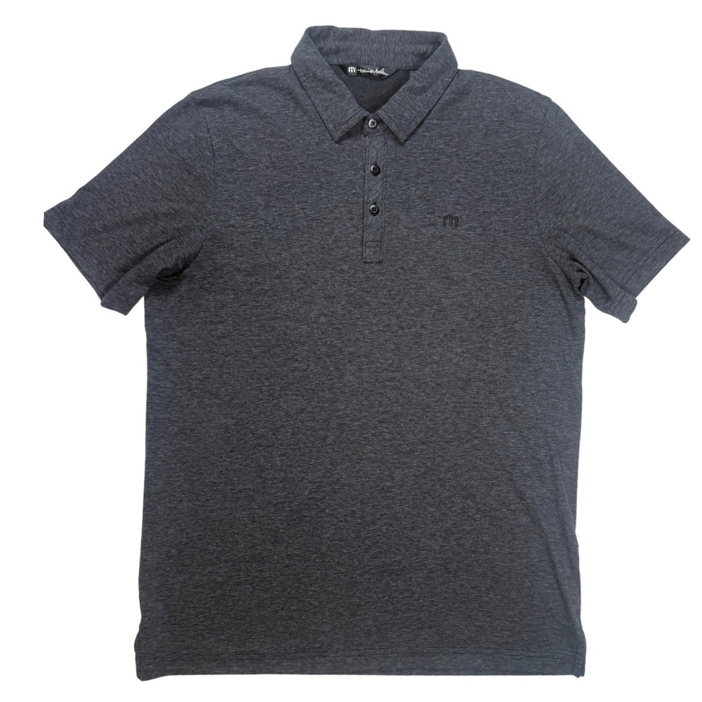 TravisMathew Mens Short Sleeve Polo‎ Shirt Charcoal Gray Heathered Golf Large